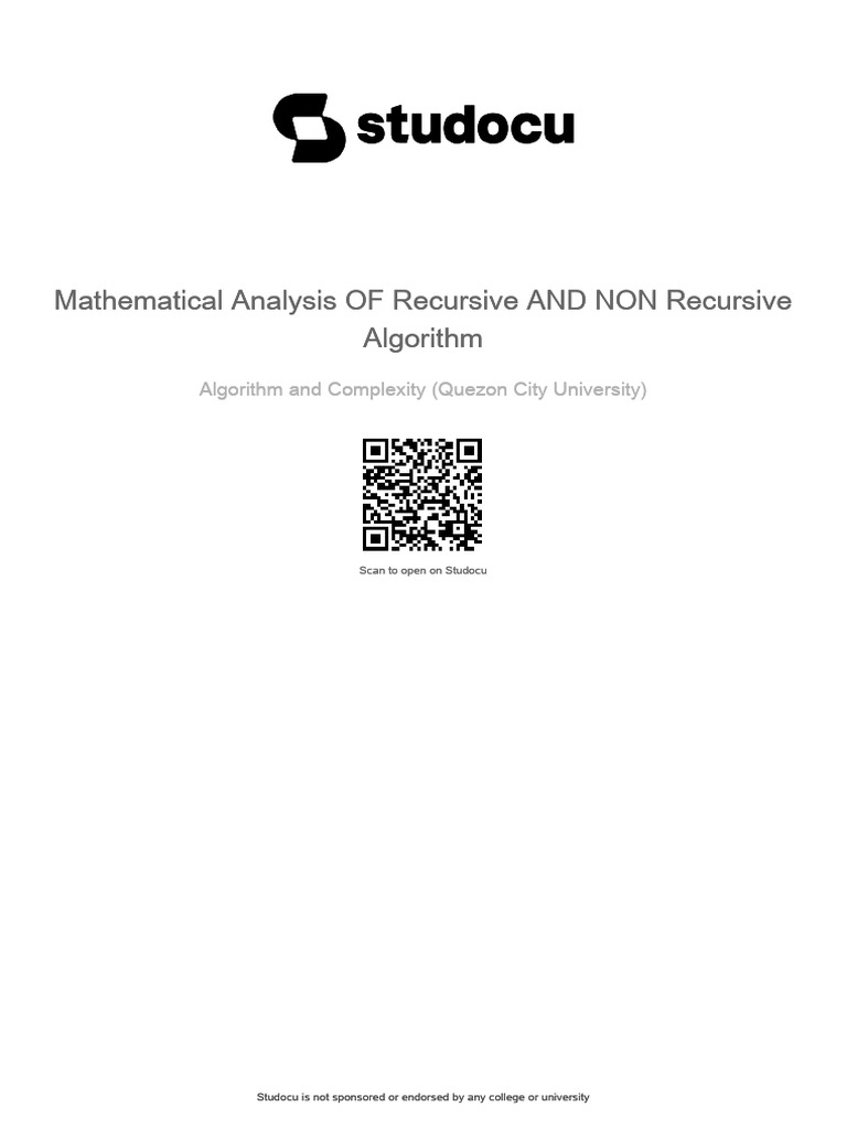 Mathematical Analysis of Recursive and Non Recursive Algorithm | PDF ...