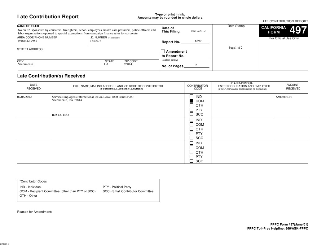 California Late Contribution Report | PDF