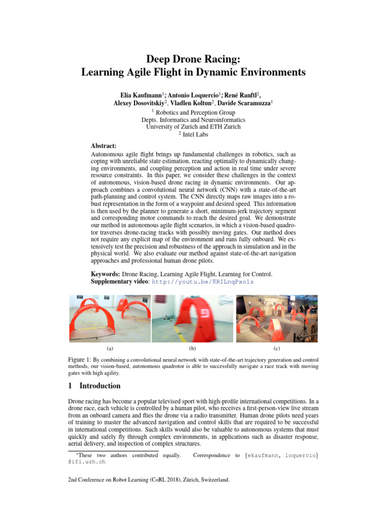 Deep Drone Racing Learning Agile Flight in Dynamic Environments | PDF ...
