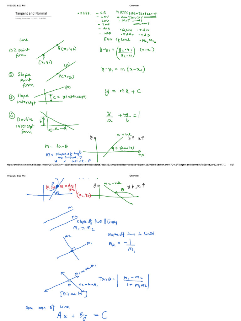 Tangents and Normal | PDF
