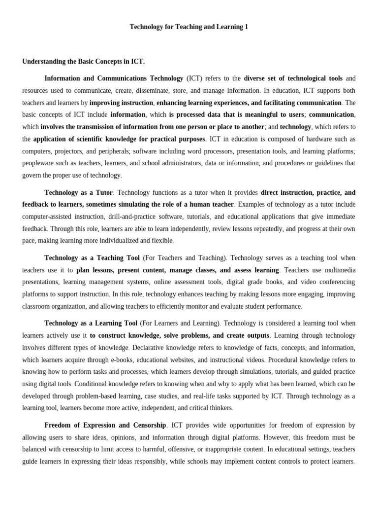 Technology For Teaching and Learning 1 For Review 1 | PDF | Educational ...