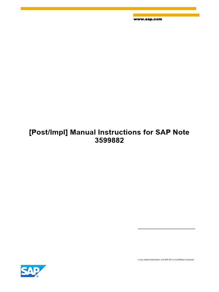 (PostImpl) Manual Instructions SAP Note 3599882 | PDF