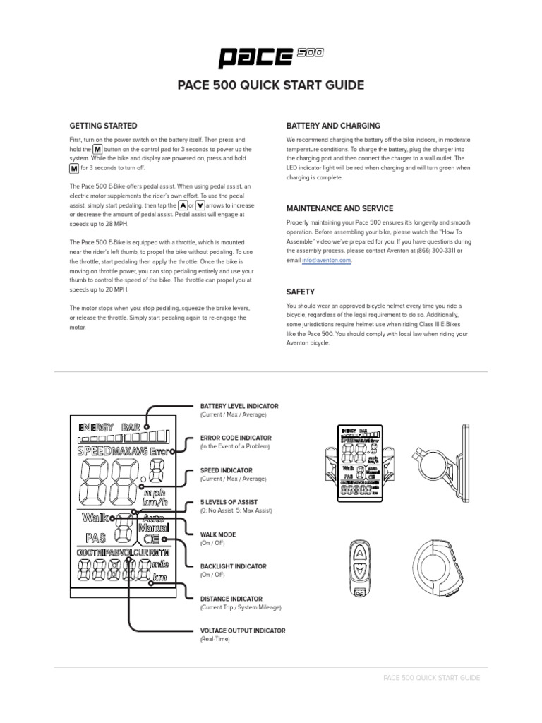 2018 Aventon Bike Pace500 QuickStartGuide 001 | PDF | Battery Charger ...