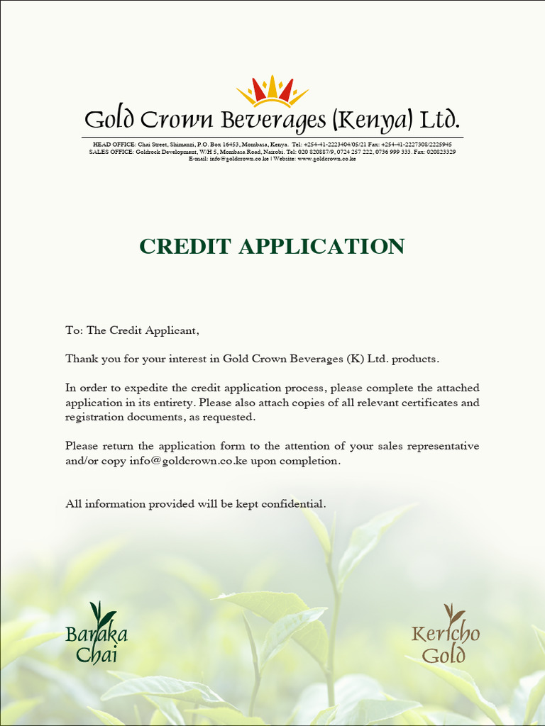 GCB Credit Application Form | PDF | Cheque | Business