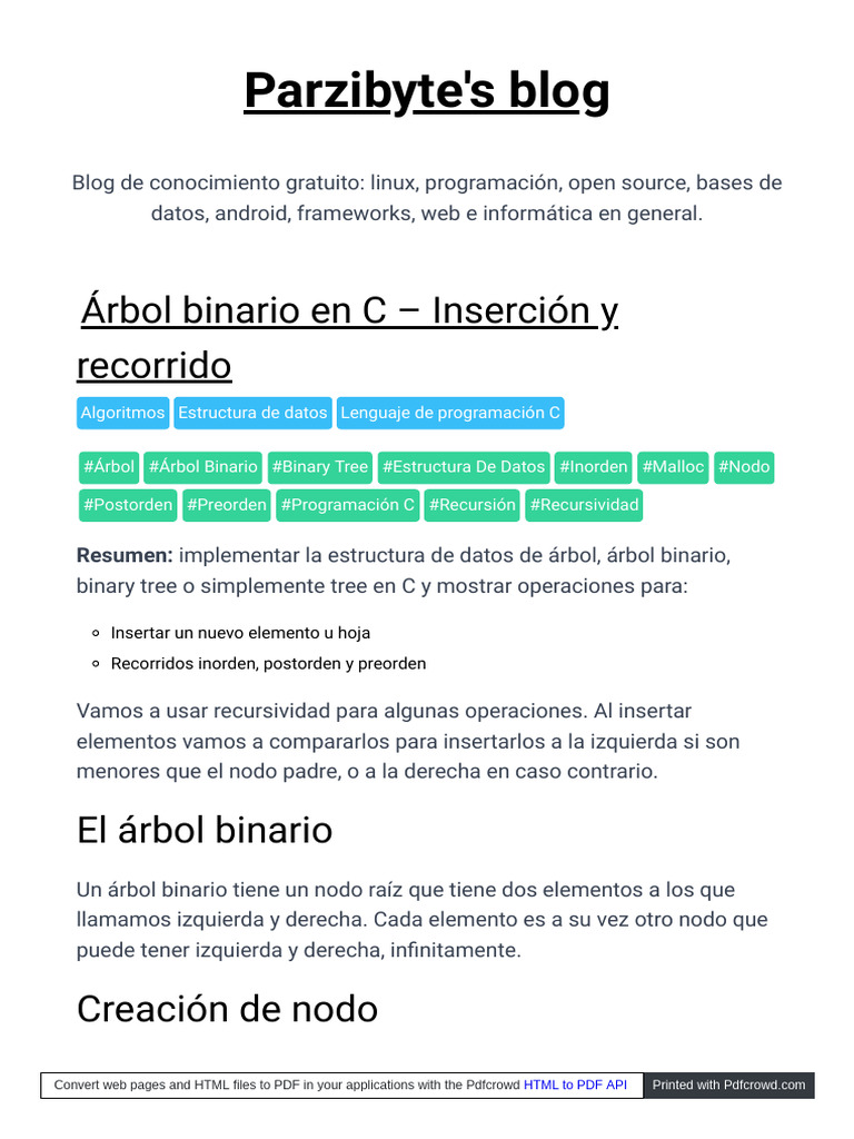 Arbol Binario C Insercion Recorrido | PDF | Desarrollo de software ...