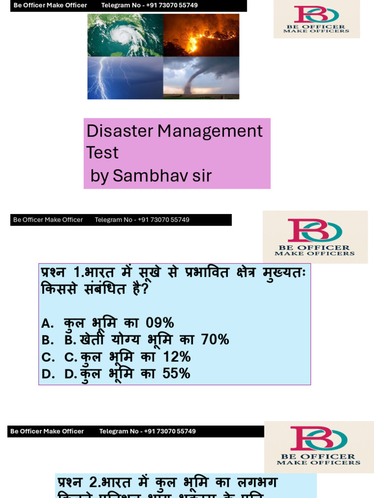 Disaster Management Test-1 | PDF