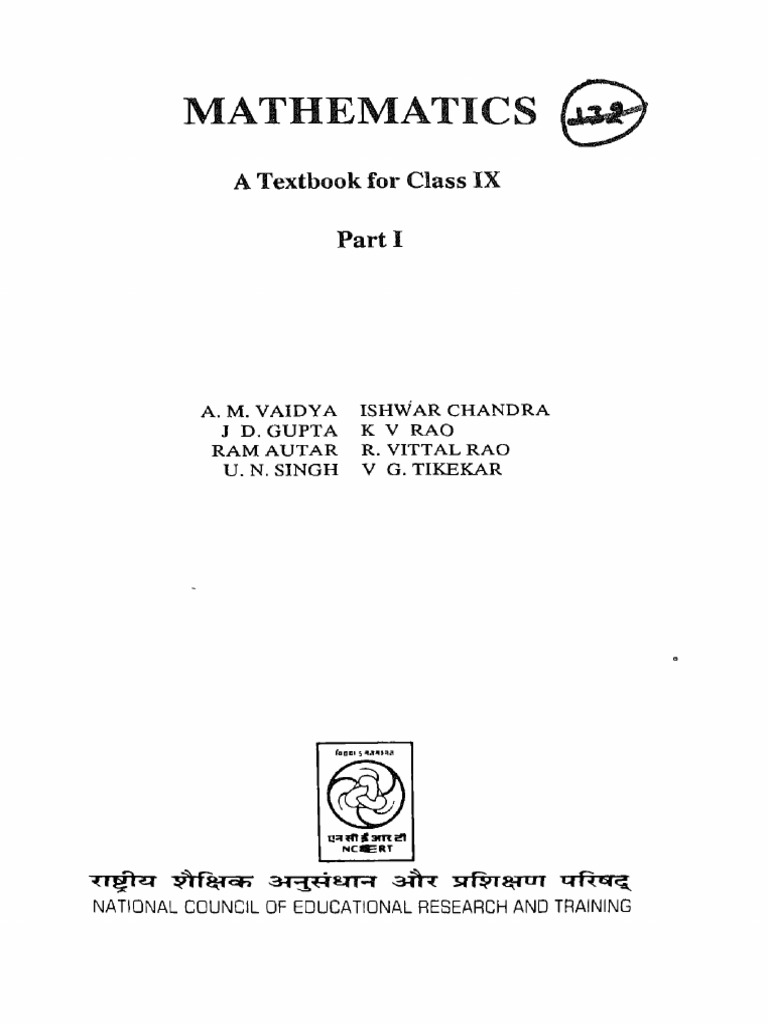 3927-Mathematics A Textbook For Class Ix P-I | PDF