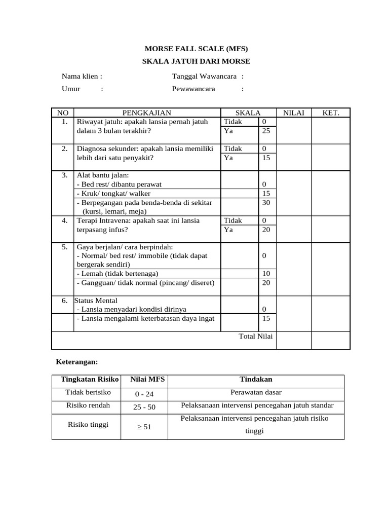 Morse Fall Scale | PDF