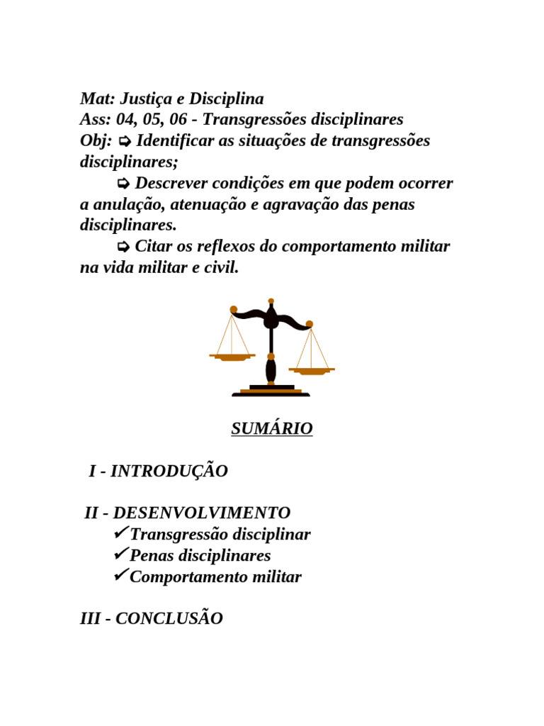 Transgressão Disciplinar | PDF | Crimes | Crime e Violência