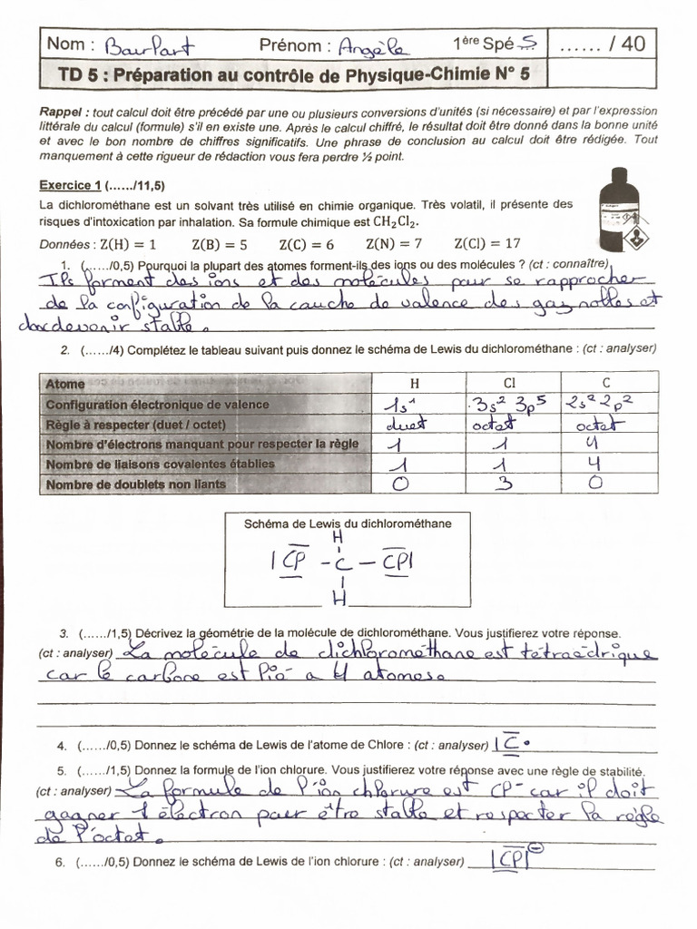 TD Physique Angèle Bourlart | PDF
