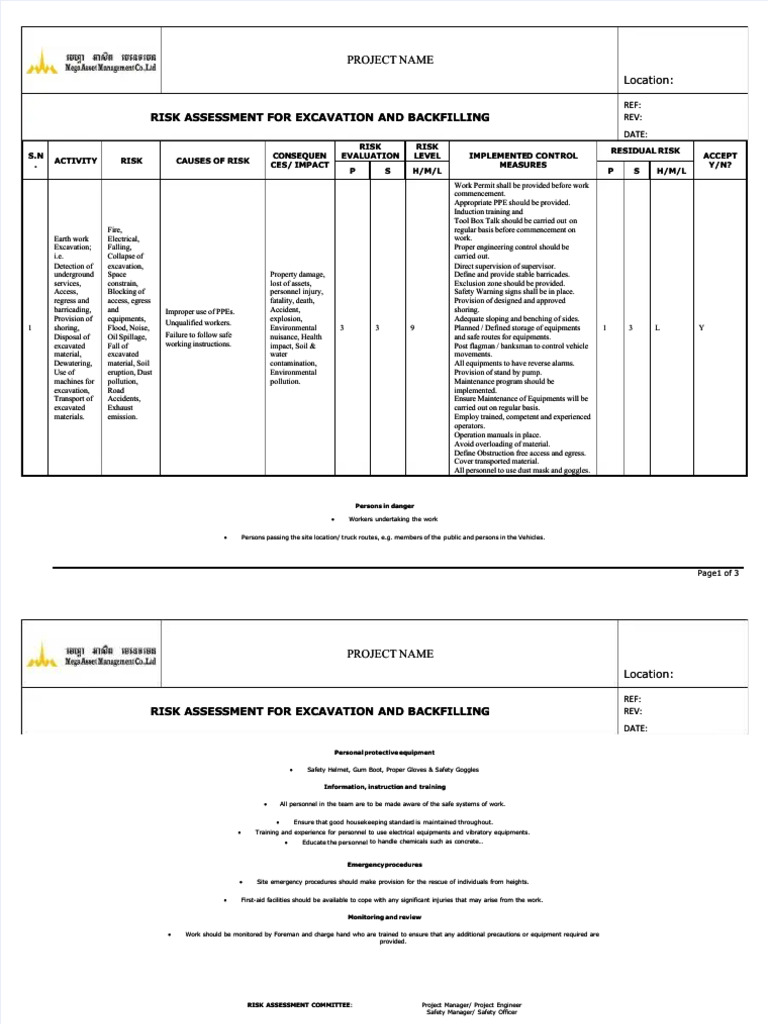 Docdownloader Com PDF Risk Assessment For Excavation and Backfilling | PDF