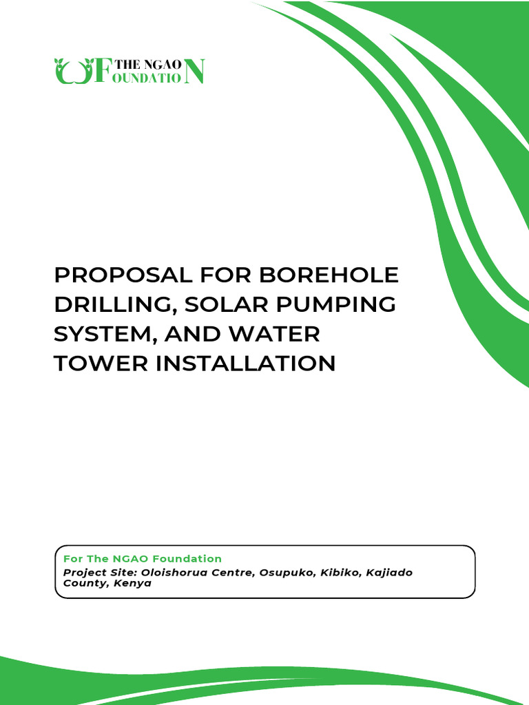 Proposal For Borehole Drilling Solar Pumping System and Water Tower ...