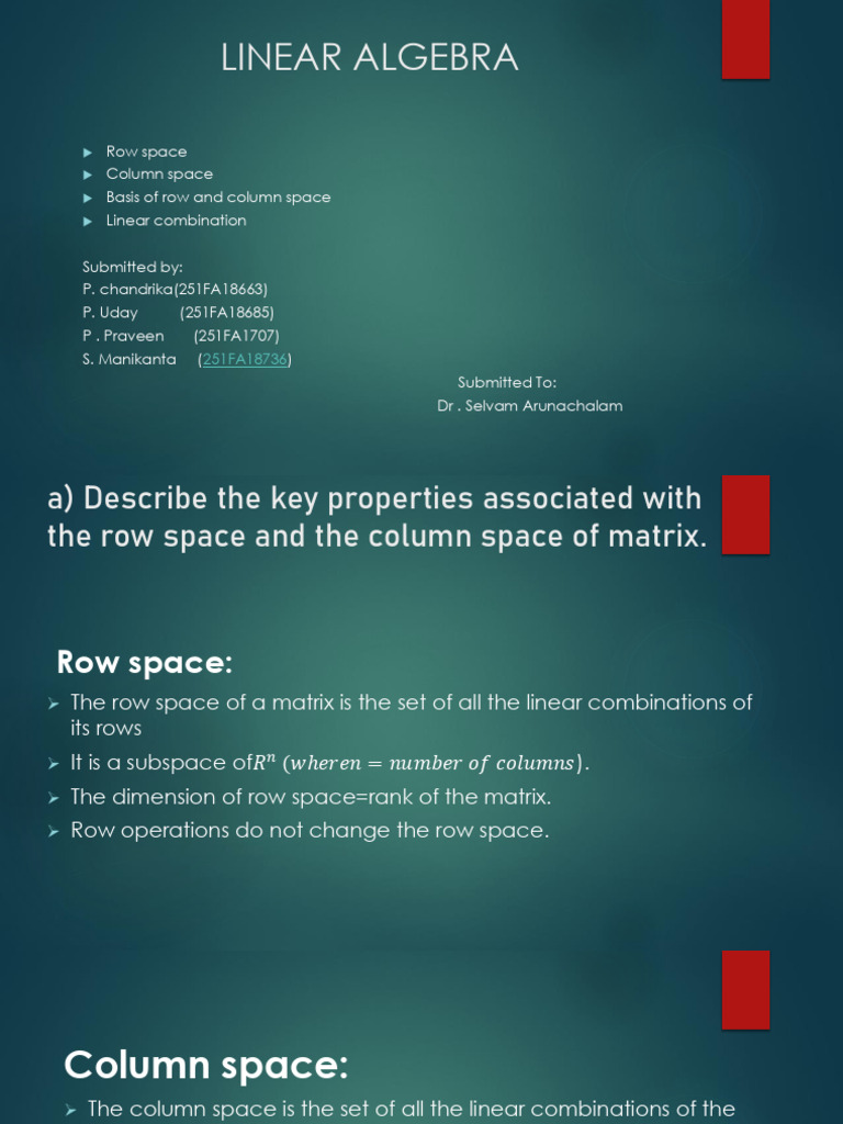 Linear - Algebra - Batch 2) | PDF | Basis (Linear Algebra) | Geometry