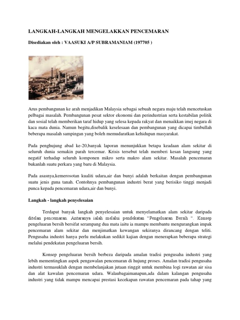 Langkah Elakkan Pencemaran Pdf