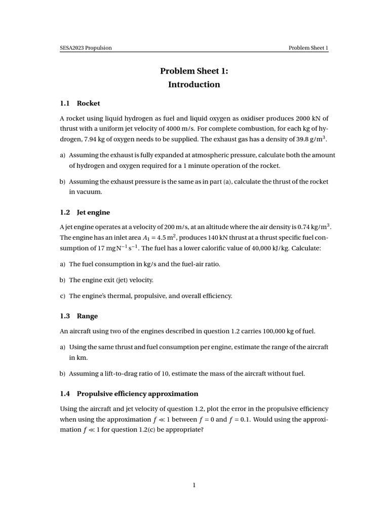 Problem Sheet Week01 | PDF