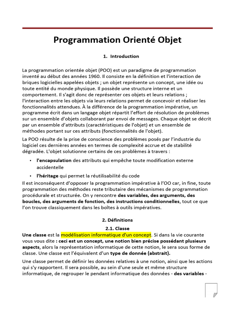 POO - Copie | PDF | Programmation orientée objet | Programmation ...
