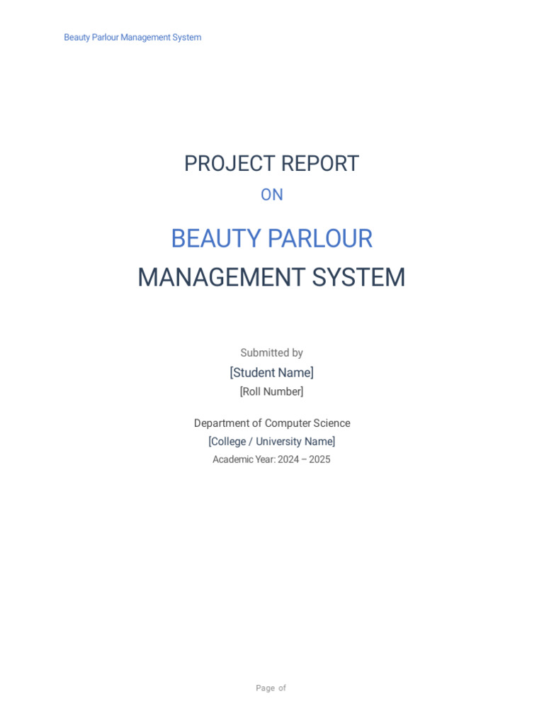 Beauty Parlour Management System Report | PDF