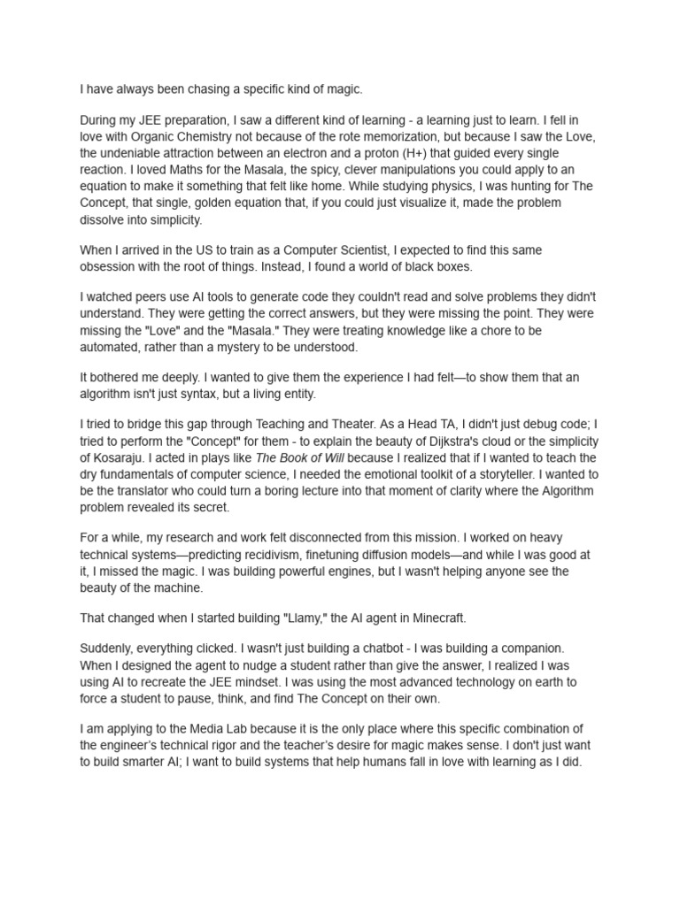 Media Labs Personal Statement | PDF | Artificial Intelligence ...