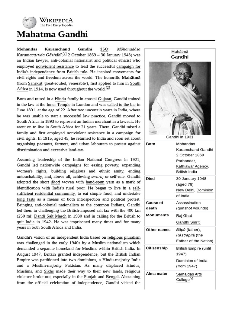 Mahatma Gandhi | PDF | Mahatma Gandhi | British Raj