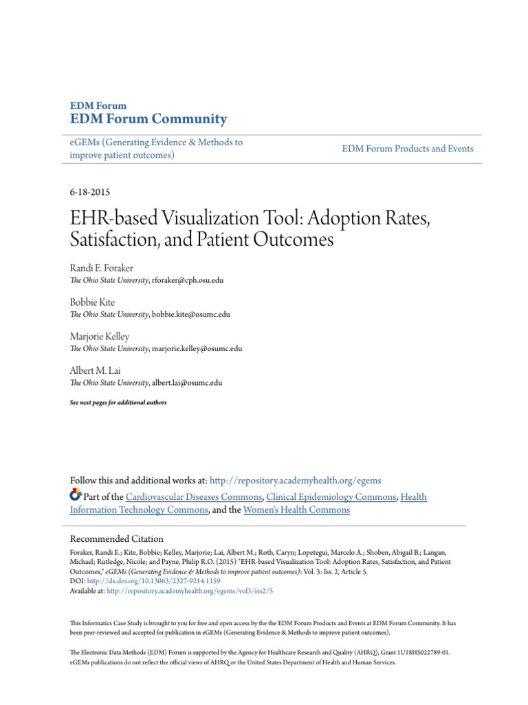 EHR-based Visualization T Ool: Adoption Rates, Satisfaction, and ...