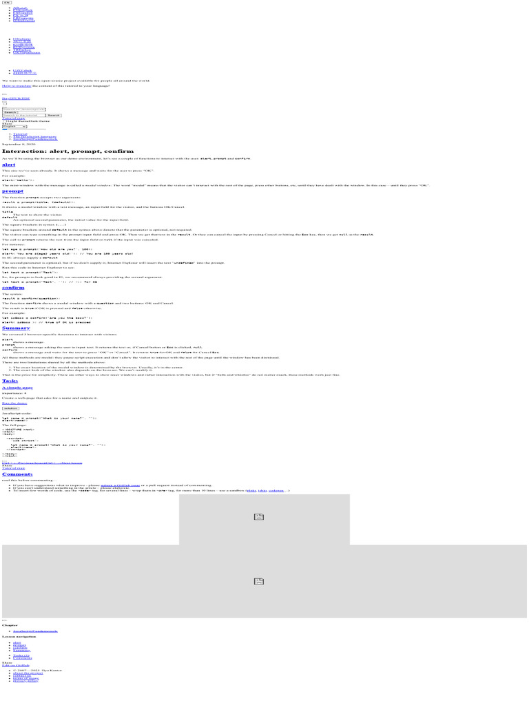 Interaction - Alert, Prompt, Confirm | PDF | Command Line Interface ...