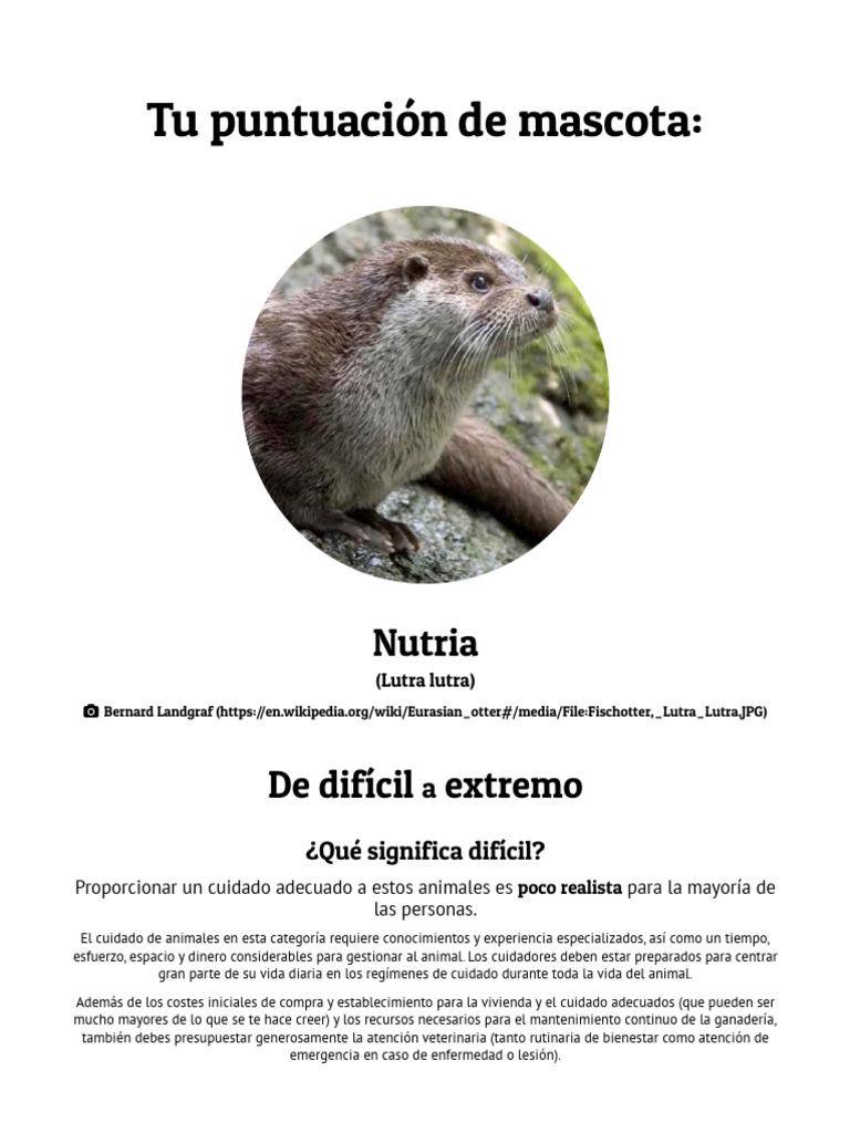 Nutria | PDF | Interacción humano-animal | Zoología