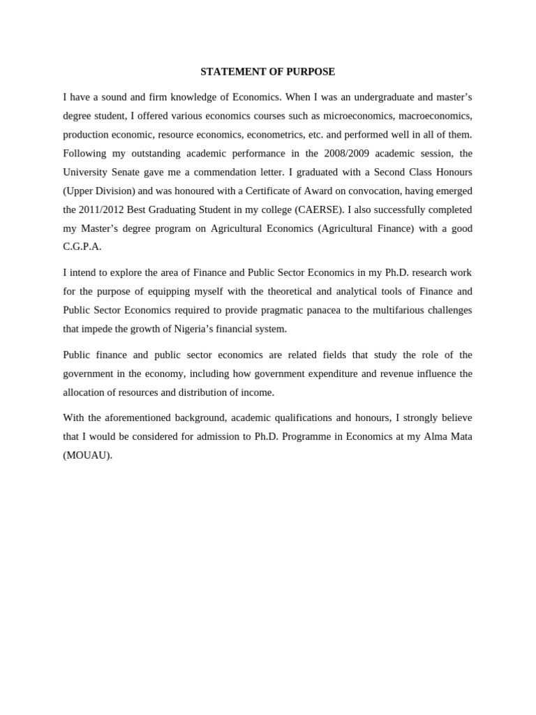 Statement of Purpose | PDF