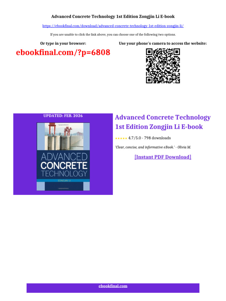 Advanced Concrete Technology 1st Edition Zongjin Li Ebook Premium Full ...