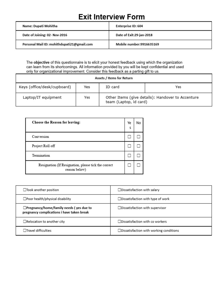 Exit Interview Form | PDF | Business