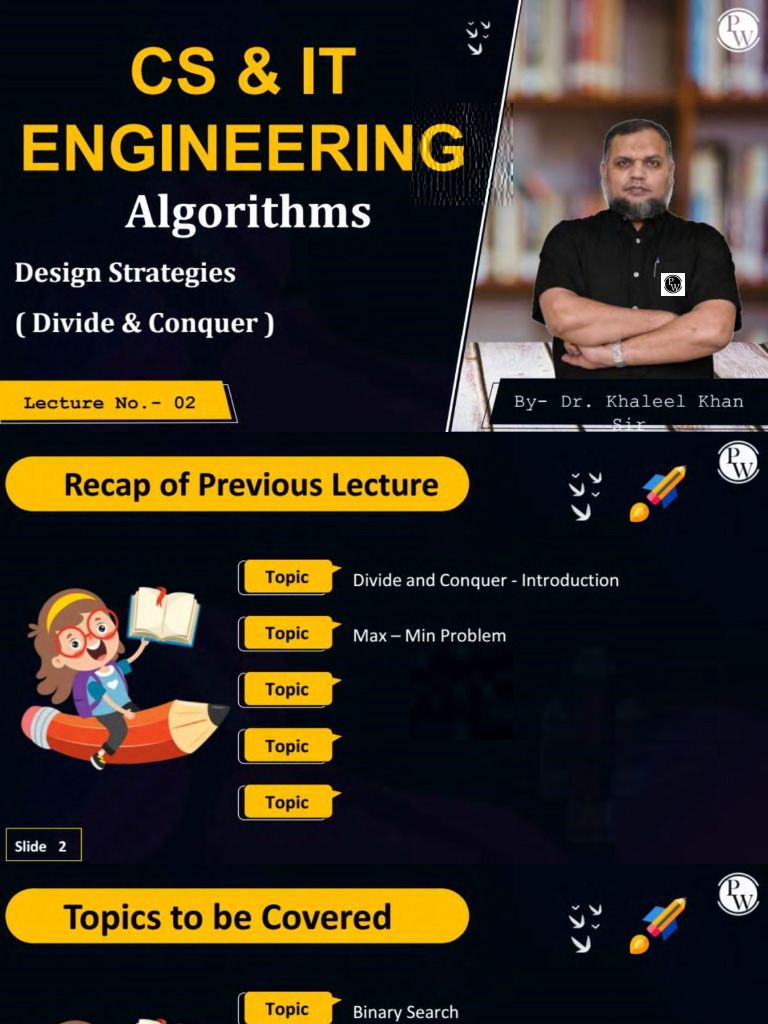 Design Strategies (Divide & Conquer) 02 - Class Notes | PDF