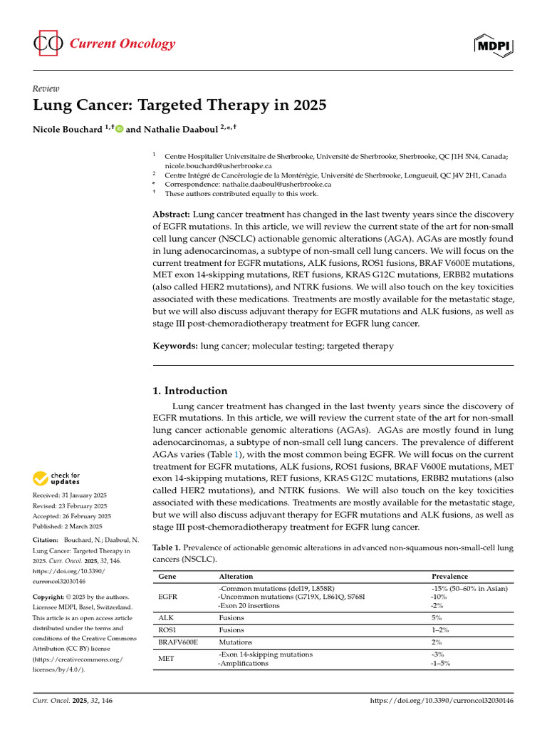 Lung Cancer: Targeted Therapy in 2025 | PDF | Epidermal Growth Factor ...