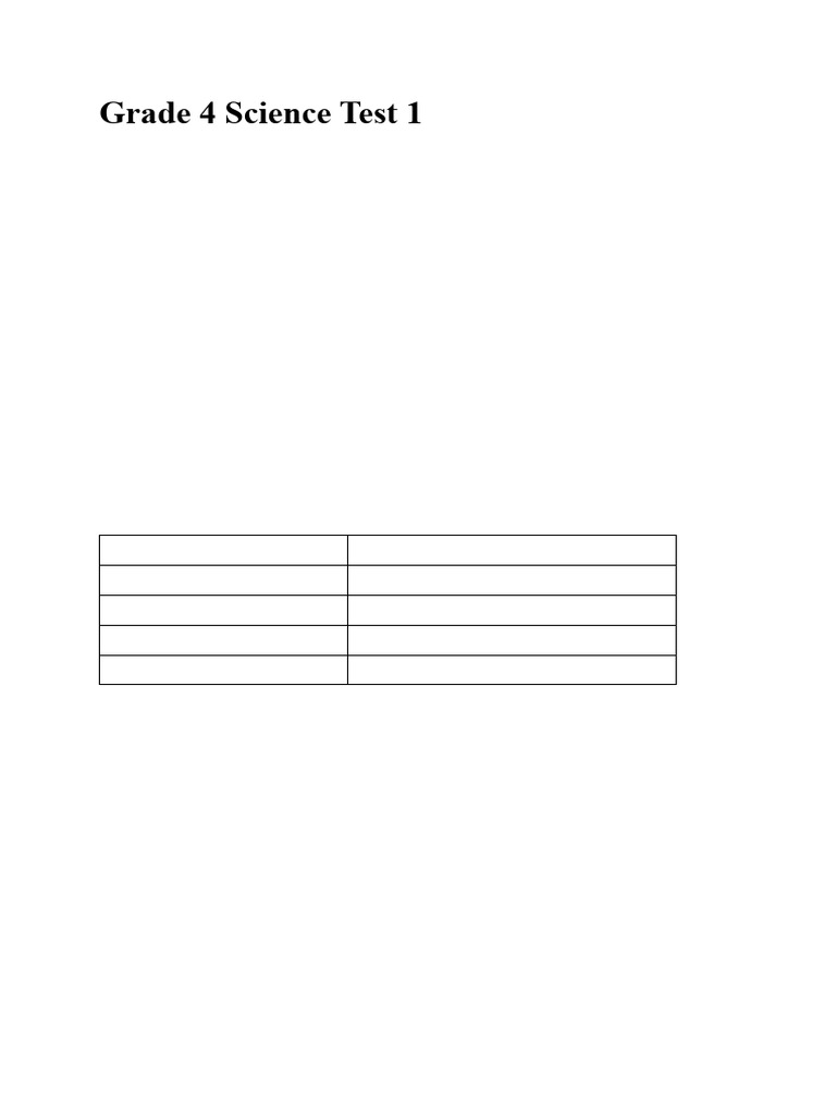 Grade 4 Science Test 1: Unit | PDF
