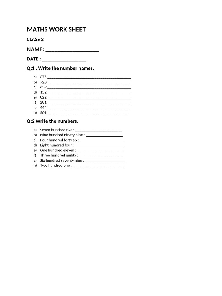 Maths Work Sheet 1 | PDF