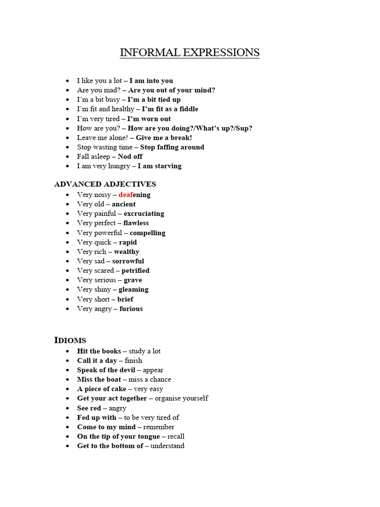 Informal Expressions | PDF