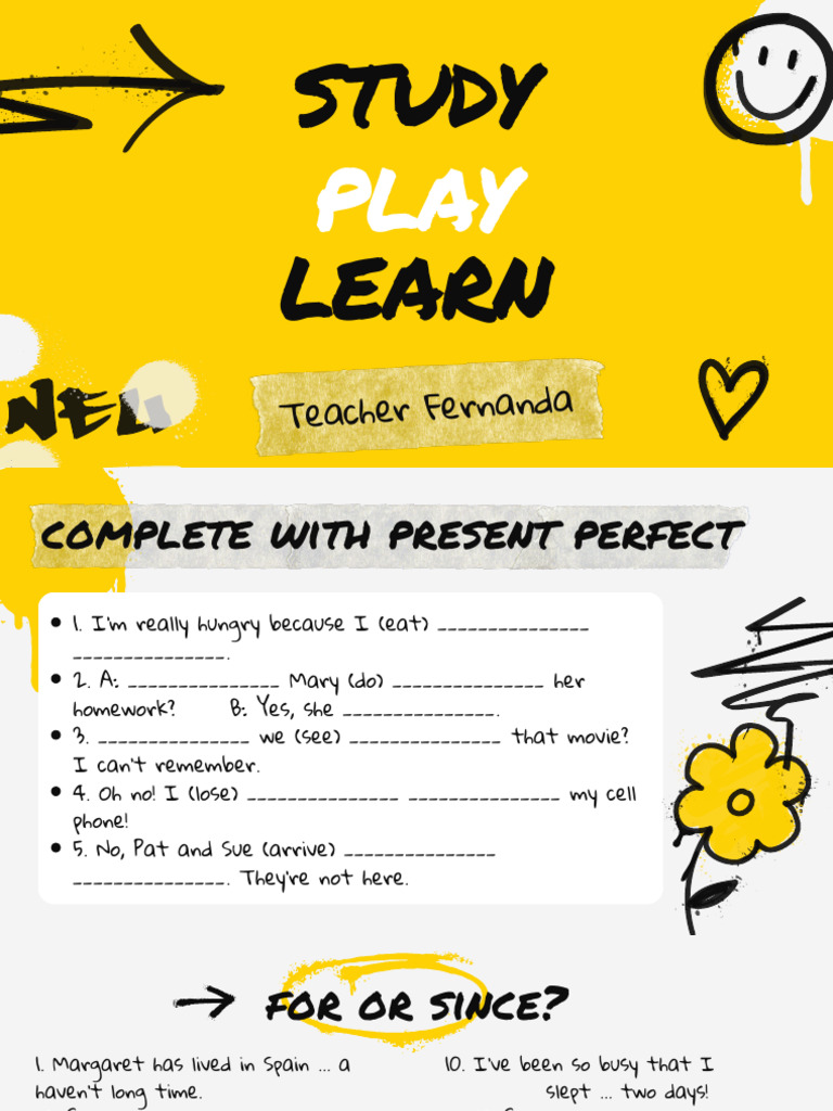 Study Play Learn Present Perfect | PDF