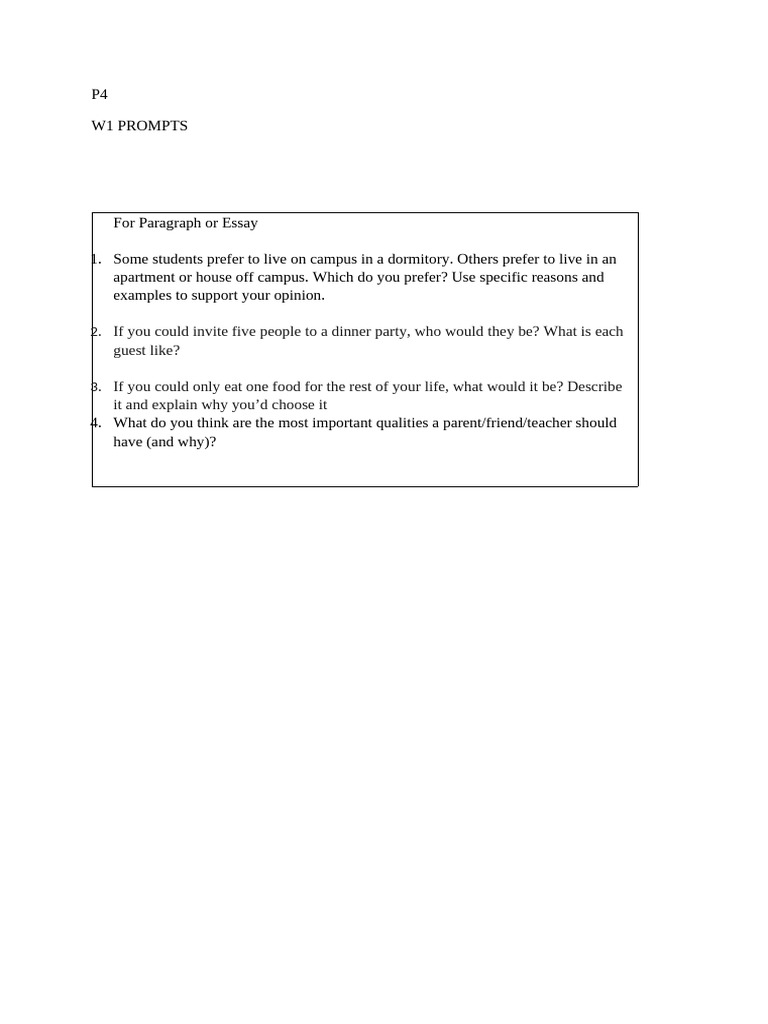 p4 w1 Prompts | PDF
