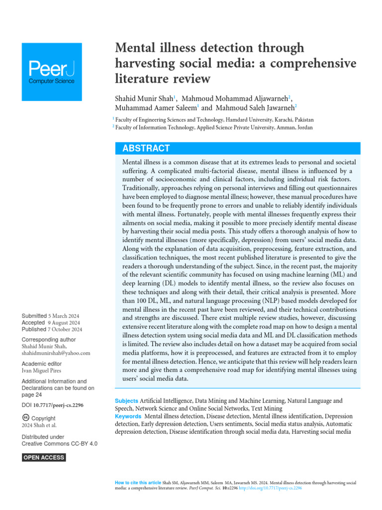 Mental Illness Detection Through Harvesting Social Media: A ...