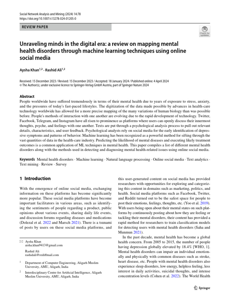 Unraveling Minds in The Digital Era: A Review On Mapping Mental Health ...