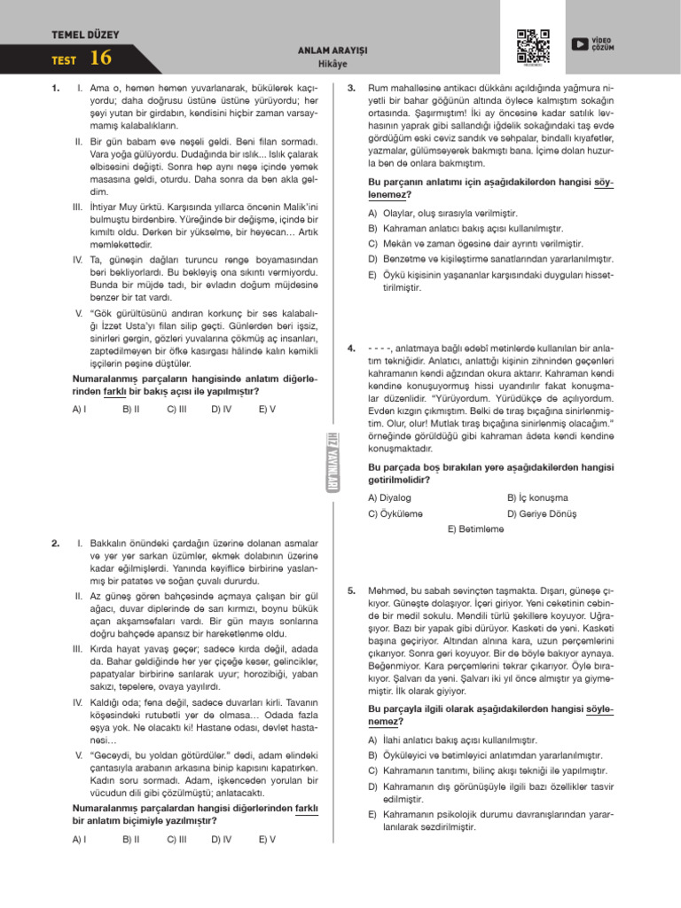 Test 16 Hikaye | PDF