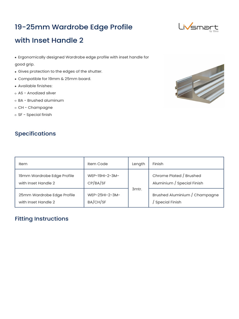 19-25mm Wardrobe Edge Profile With Inset Handle 2 | PDF