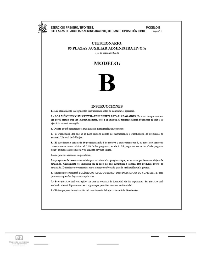Cuestionario Modelo B y Plantilla | PDF | Gobierno local | Gobierno