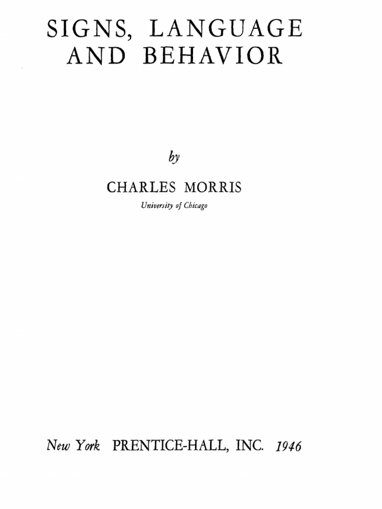 Morris 1946 Sign Language Behavior | PDF