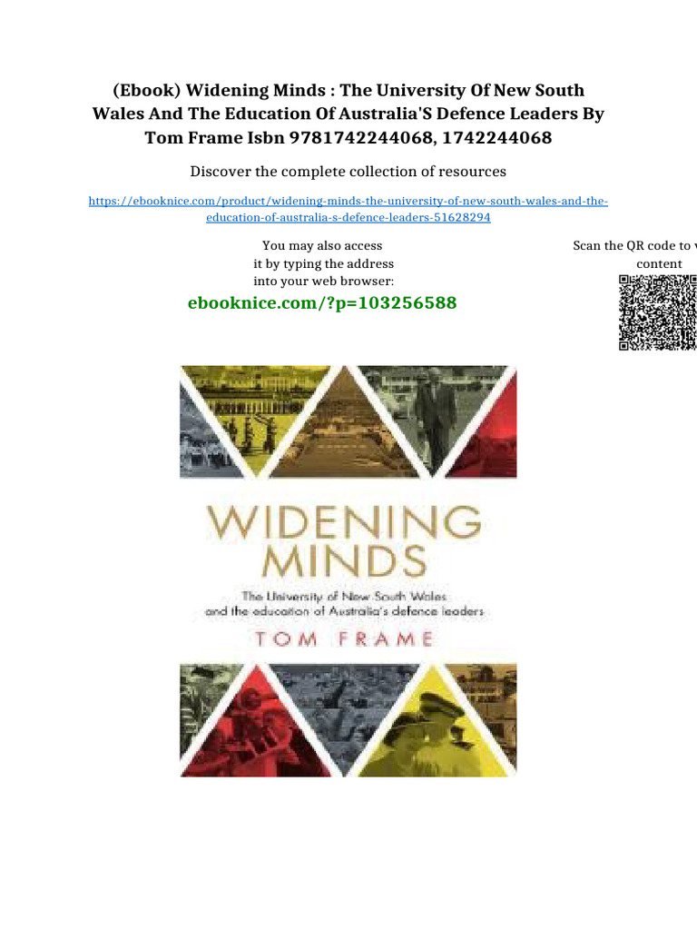 (Ebook) Widening Minds: The University of New South Wales and The ...
