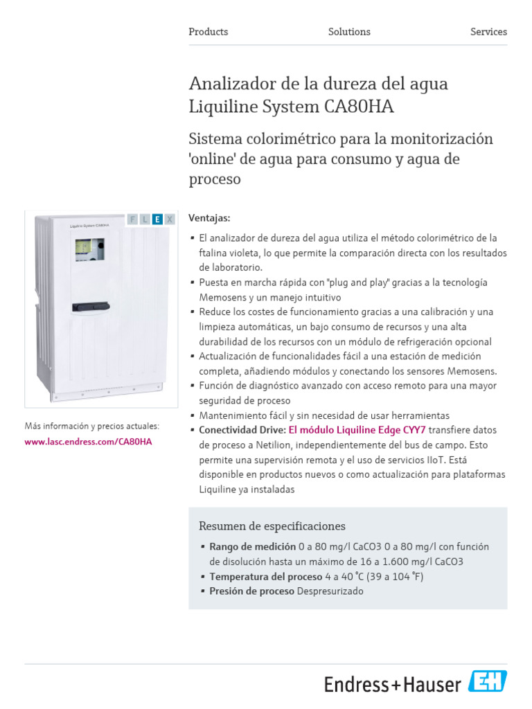 Endress-Hauser Liquiline System CA80HA ES | PDF | Agua