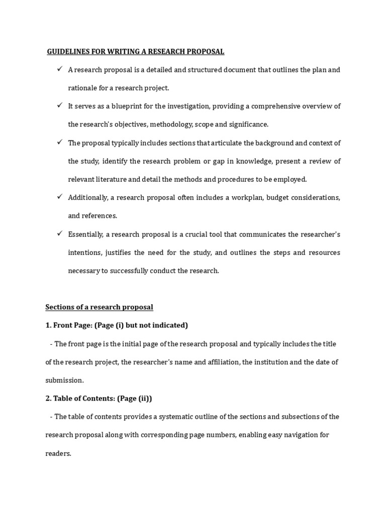 Guidelines For Writing A Research Proposal | PDF