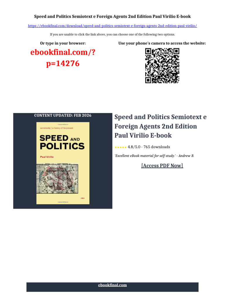 Speed and Politics Semiotext e Foreign Agents 2nd Edition Paul Virilio ...