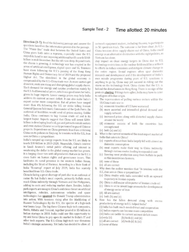 Sample Test - 2 | PDF