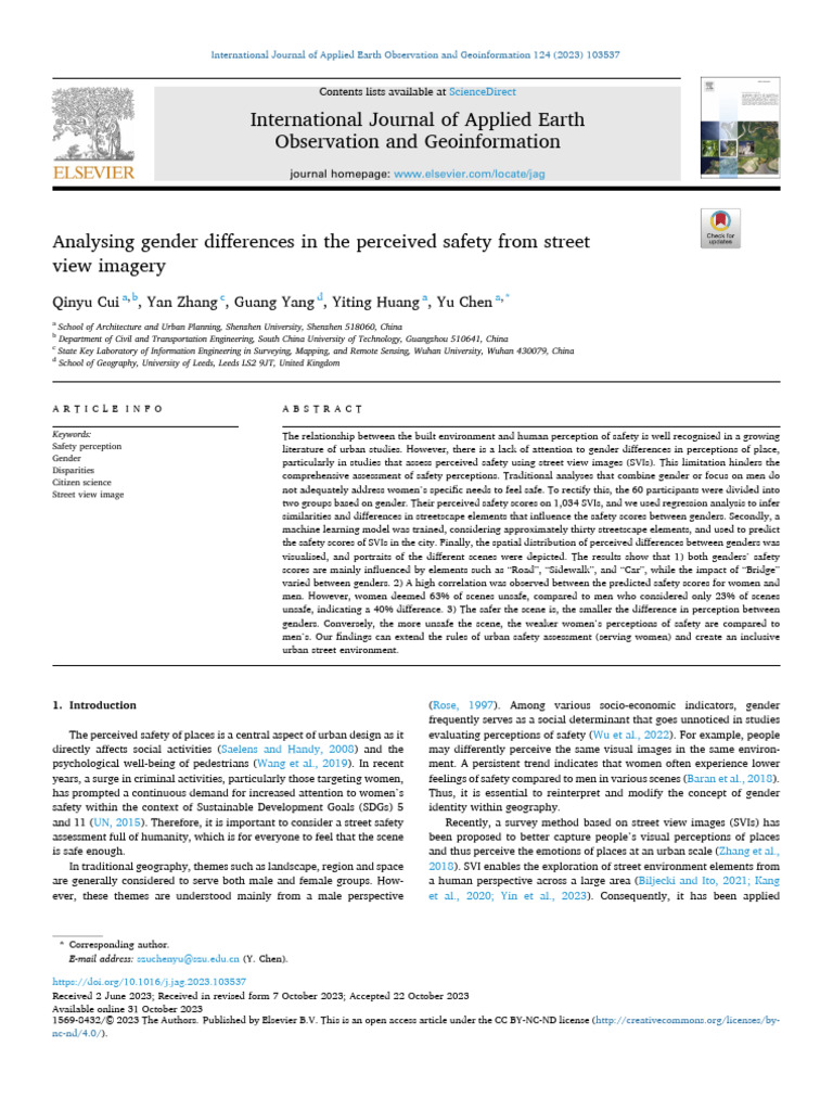 Analysing Gender Differences in The Perceived Safety From Street View ...