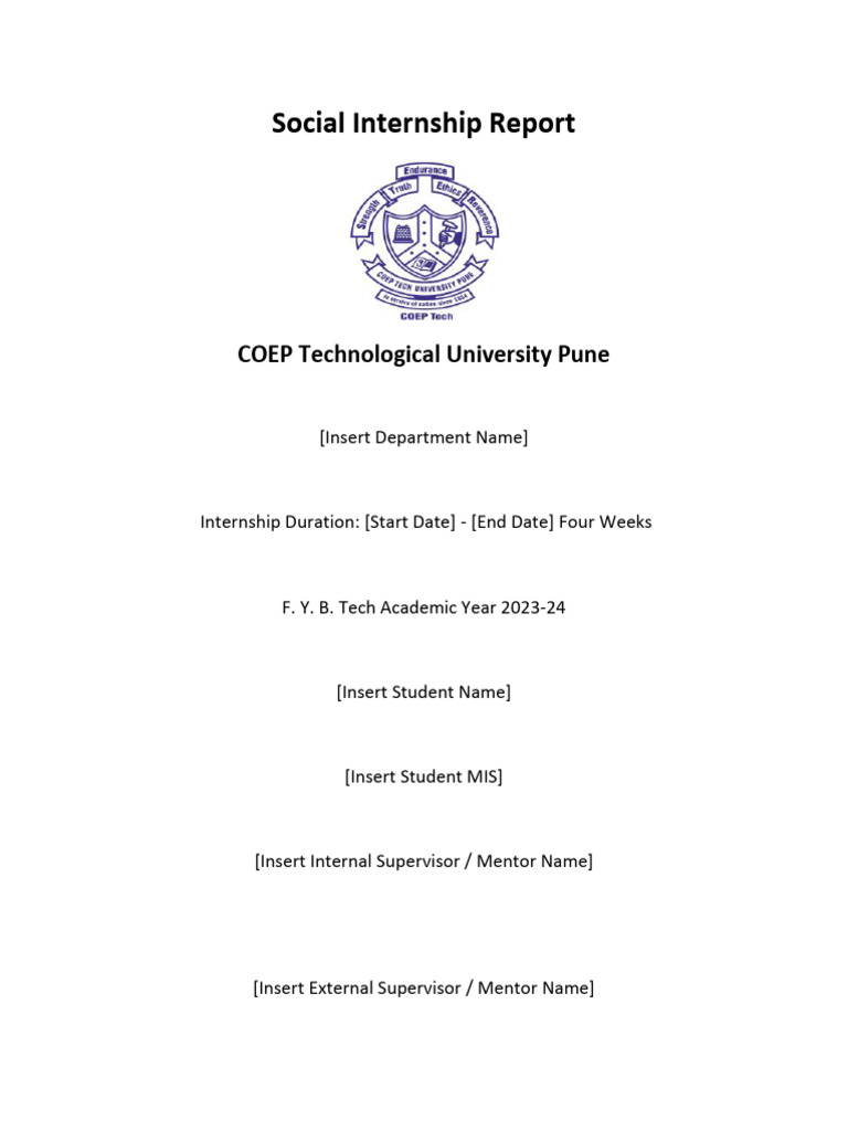 Social Internship Report Format | PDF | Internship | Job Hunting