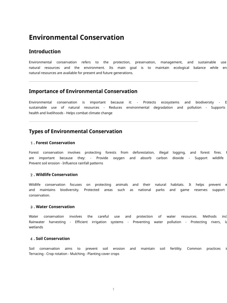 Environmental Conservation | PDF | Conservation Biology | Agriculture